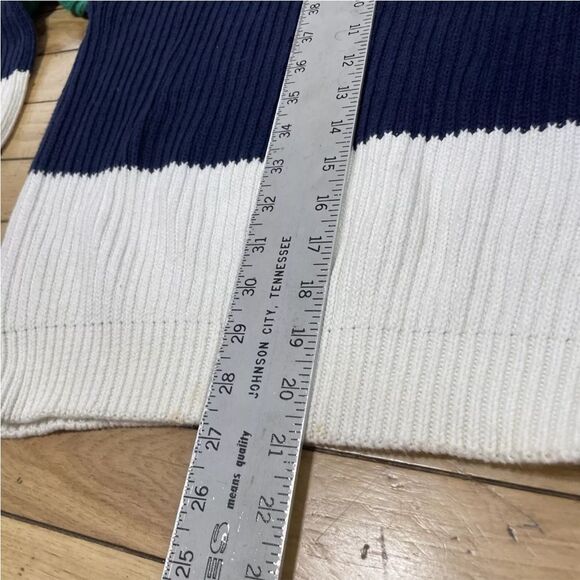 GAP Sweater Womens L Chunky Ribbed Colorblock Striped Green Blue White Knit  L - Picture 12 of 16